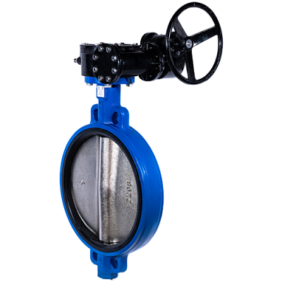 Затвор дисковый Ridval тип RVB 01 DN400 PN16,корпус чугун, диск чугун, EPDM, Редуктор СИНИЙ